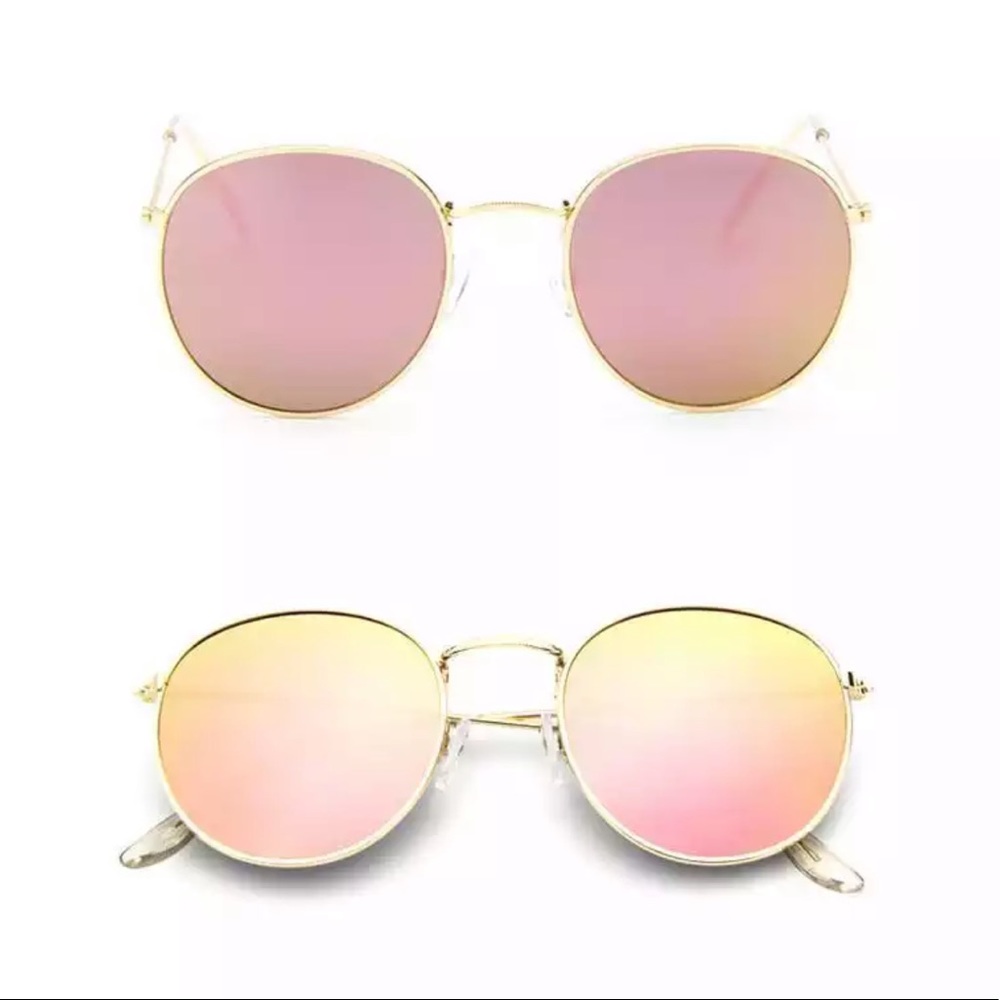 Pink Retro Round Mirrored Sunglasses